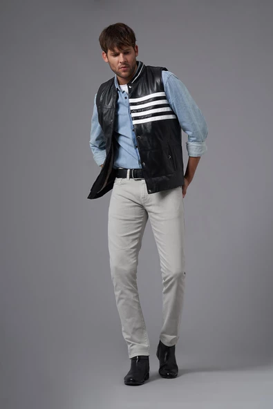 Papi Siyah Deri Yelek - 5