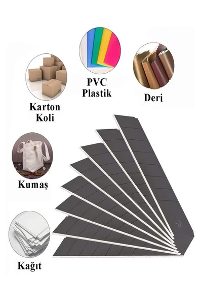 Maket Bıçağı Yedeği Geniş 5 Tüp 10 lu 18 mm SDI Falçata Bıçağı Yedek Ağızları Koli Karton Kesici Hobi - 3