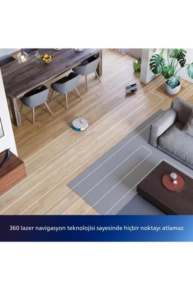 PHİLİPS Homerun 7000 Serisi Islak Kuru Moplu Robot Süpürge Xu7000/02, 5000 Pa,Titreşimli Mop,App/Wifi Destek - 6