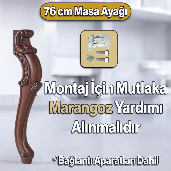 4 Adet Valenta Masa Dresuar Ayağı 76 cm Ahşap Desenli Ayak Mutfak Yemek Masası Mobilya Ayakları - 4