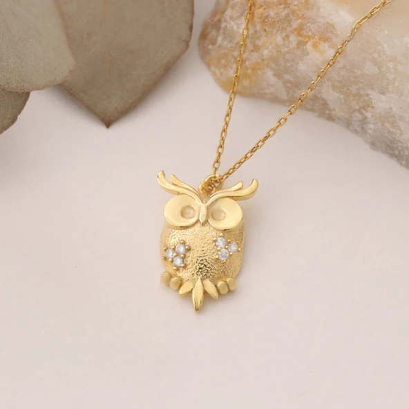 925 Ayar Baykuş Figürü Kolye - Resim 2