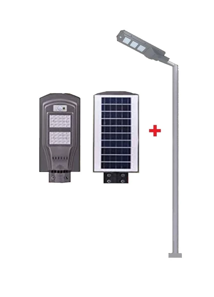 60W SOLAR SOKAK LAMBASI CT-4691 + 3m. LAMBA DİREĞİ