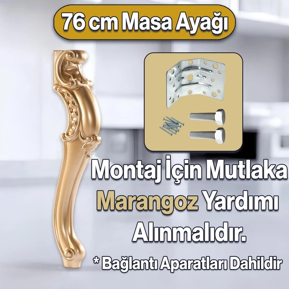 4 Adet Valenta Masa Dresuar Ayağı 76 cm Gold Altın Ayak Mutfak Yemek Masası Mobilya Ayakları Altın - 5