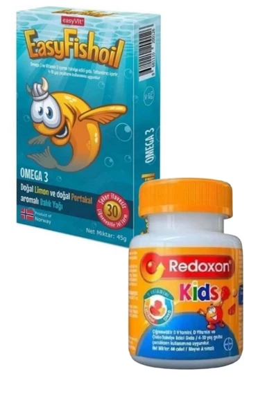 EASY FİSHOİL,Easyfishoil Omega 3 Çiğnenebilir 30 Jel Tablet + Redoxon Kids Gıda Takviyesi 60 Tablet