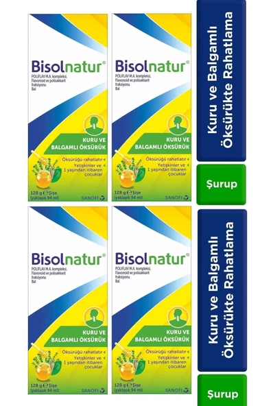 BİSOLNATUR,Bitkisel Şurubu 128 gr 4 Adet