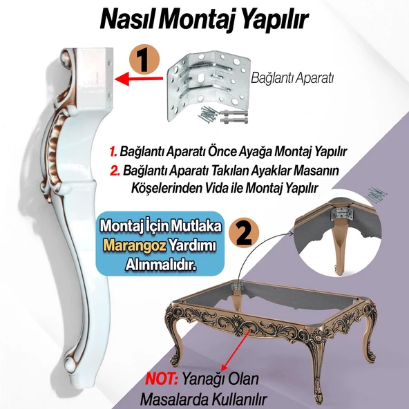 4 Adet Valenta Masa Dresuar Ayağı 76 cm Krem Kahverengi Ayak Mutfak Yemek Masası Mobilya Ayakları - 3