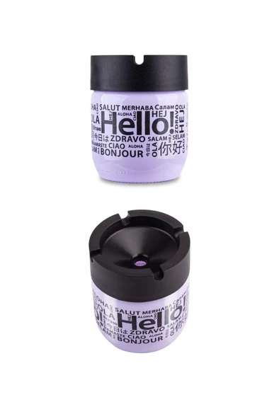 2 Adet Cam Kokusuz Küllük, Kokusuz Dumansız Yuvarlak Küllük 2li Set Lila - Resim 3