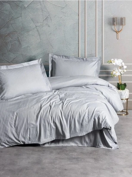 Cotton Box Elegant Gri Çift Kişilik Saten Nevresim Takımı