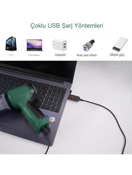 Taşınabilir Kablosuz Üfleme ve Vakum Özellikli Ev-Araba-Ofis Mini El Süpürgesi Yeşil - 3