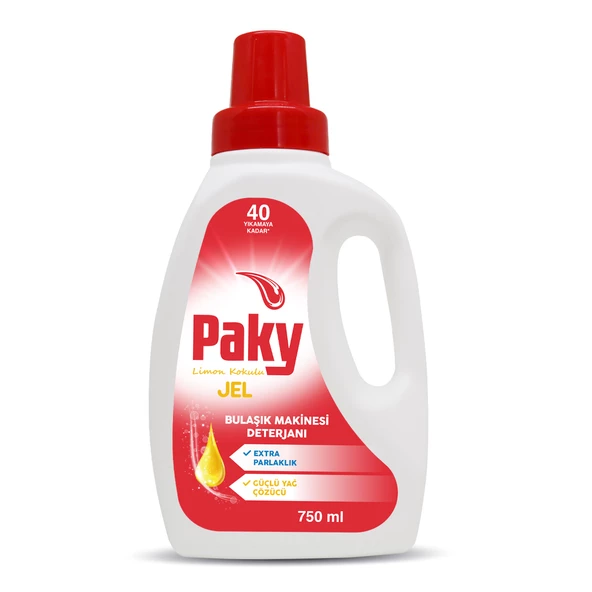 PAKY Jel Bulaşık Makinesi Deterjanı 40 Yıkamaya Kadar Ekstra Parlaklık, Güçlü Yağ Çözücü 750 ml