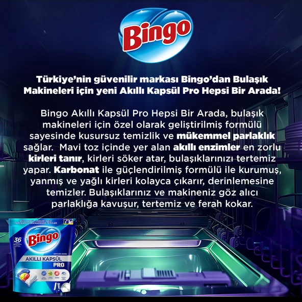 Bingo Akıllı Kapsül Pro Bulaşık Makinesi Deterjanı Tableti 36 Adet - 5