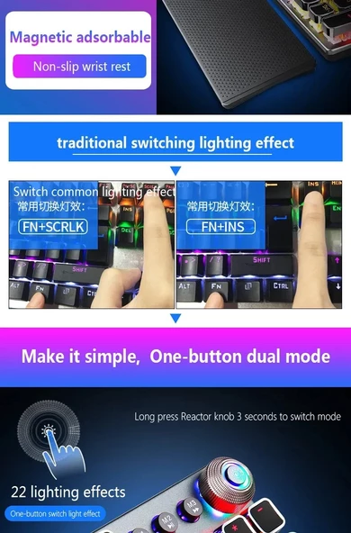 TechTic Aula F2088 Mekanik Klavye Makro Tuşlu Rgb Oyun Klavyesi Mavi Switch Gökkuşağı Aydınlatmalı - Resim 7