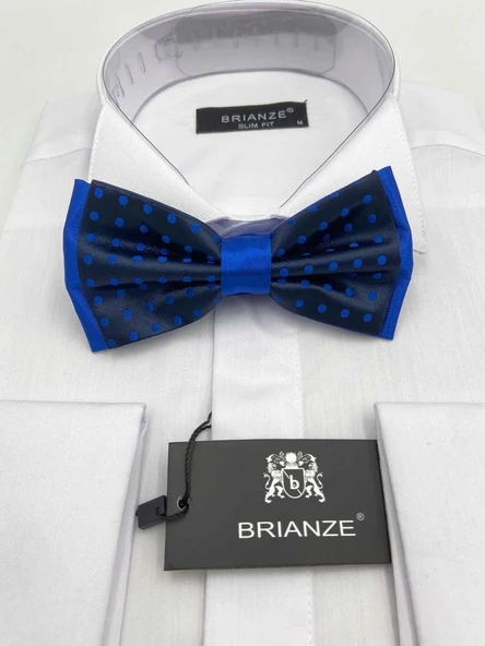 Brianze Saks Mavi Noktalı Lacivert Papyon ürün görseli 1