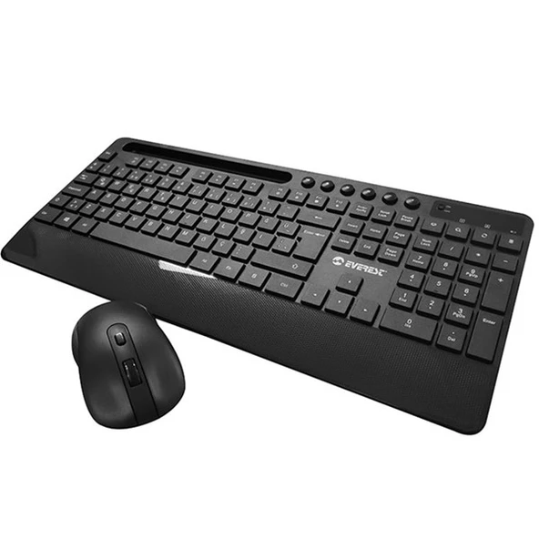 EVEREST KM-9676 Q Türkçe Kablosuz Siyah 800/1200/1600 dpi Klavye+ Mouse - 1