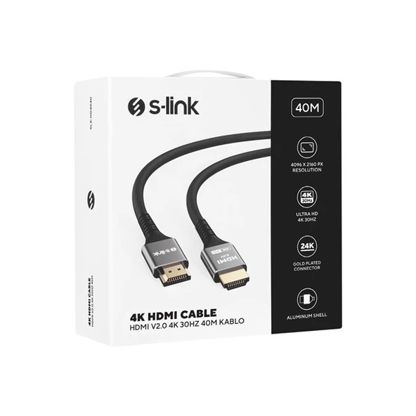 S-LINK SLX-HD4K40 40 Mt Metal v2.0 4K (4096*2160) 60Hz HDMI Kablo - Resim 4