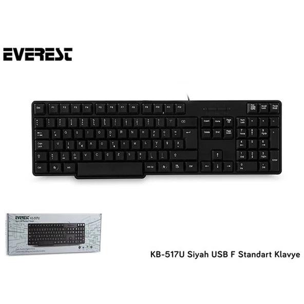 EVEREST KB-517U F Türkçe USB Standart Siyah Klavye - 1