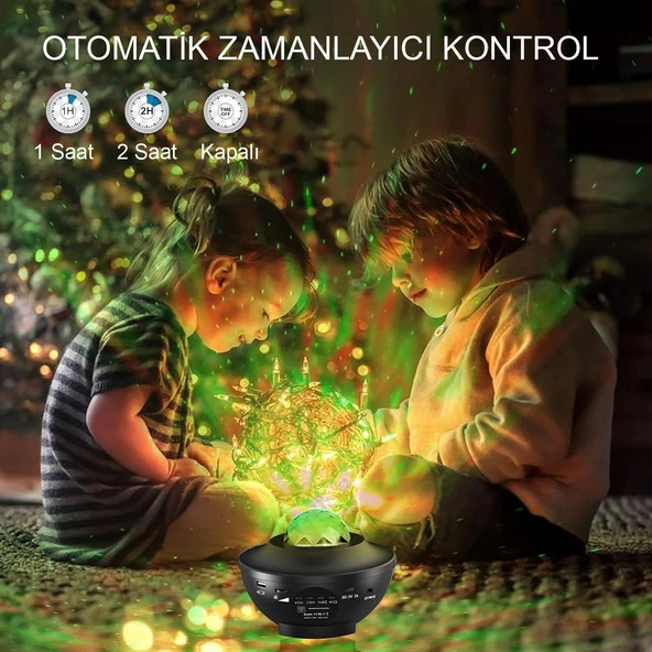 HyMark Led Yıldız Bluetooth Hoparlör Usb Projektör Okyanus Dalgası 21 Modlu Gece Lambası - 3