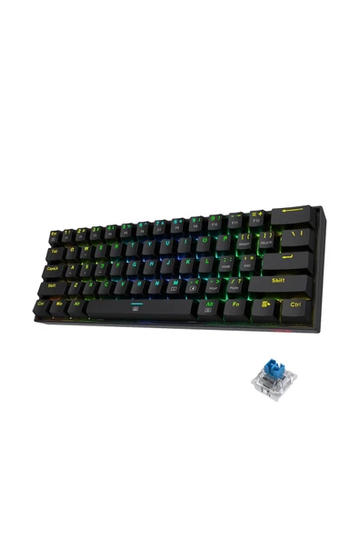 Redragon K630-RGB Dragonborn %60 Blue Switch Siyah Mekanik Kablolu Oyuncu Klavyesi - 3