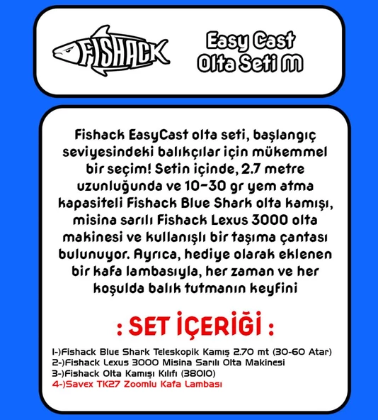 Fishack EasyCast Kıyı Olta Seti M - 2.70MT/30-60GR - 2