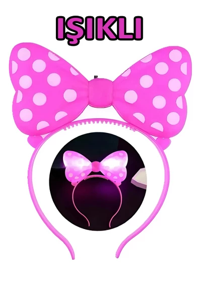 Minnie Mouse Figürlü Işıklı Pilli Sevimli Taç