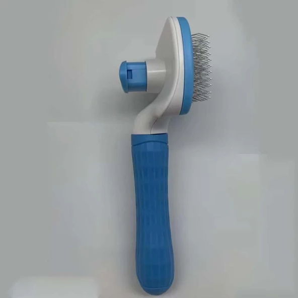 Petinka Kedi Köpek Tüy Toplayıcı Kendini Temizleyebilen Ergonomik Saplı Mavi Evcil Hayvan Tarağı - 5