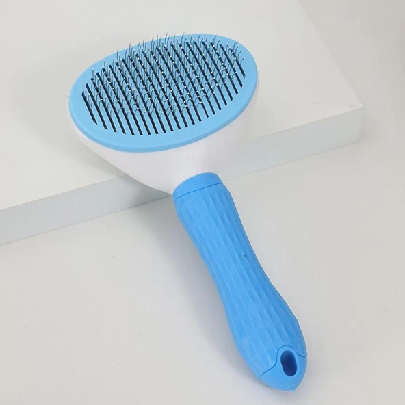 Petinka Kedi Köpek Tüy Toplayıcı Kendini Temizleyebilen Ergonomik Saplı Mavi Evcil Hayvan Tarağı - 7