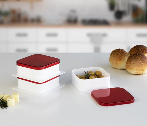 3 Adet Kapaklı Kare Kahvaltılık Kase Peynirlik Zeytinlik Reçellik Tabak Kahvaltı Kasesi - 9