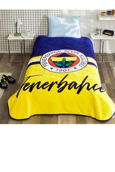 Taç Lisanslı Tek Kişilik Fenerbahçe Sarı Lacivert Battaniye