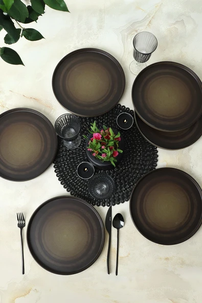 Keramika Keraart Vintage Stackable Servis Tabağı 27 Cm 6 Adet 21781 - Resim 3