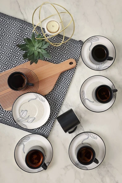 Keramika Keraart Shade Flowers Nordic Kahve Takımı 12 Parça 6 Kişilik 21848 - Resim 4