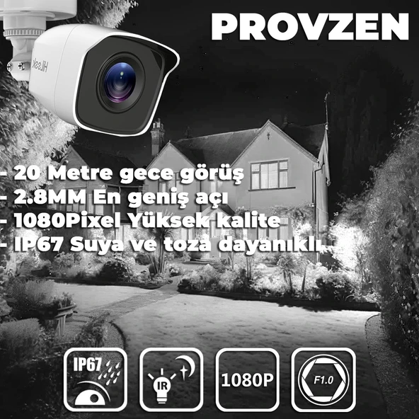 Provzen RV HiLook Güvenlik Kamerası Seti 4 Kamera Geniş Açı - 2