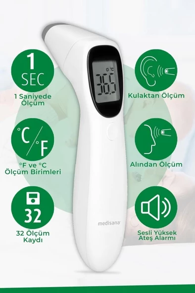 Medisana Alman Tasarım Alından ve Kulaktan Temassız Ateş Ölçer 48613 - 2