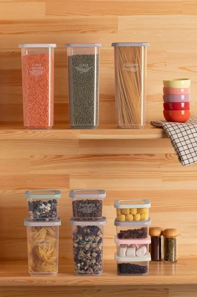 Porsima 0512 Kapuçino Beyaz 36 Parça Erzak Saklama Kabı Baharatlık Bıçaklı Kesme Tahtası Seti Çeyiz Seti - 3