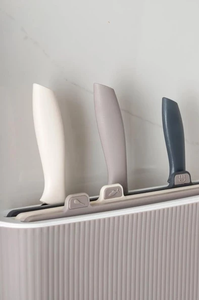 Porsima 0512 Kapuçino Beyaz 36 Parça Erzak Saklama Kabı Baharatlık Bıçaklı Kesme Tahtası Seti Çeyiz Seti - 6