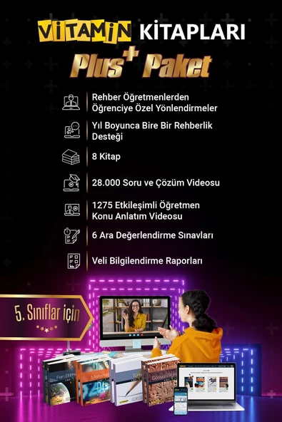 Vitamin Kitapları 5. Sınıf Rehberlik Destekli Plus Paket: 8 Kitap + Dijital