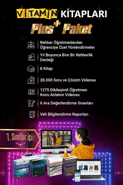 Vitamin Kitapları 7.Sınıf Rehberlik Destekli Plus Paket: 8 Kitap + Dijital