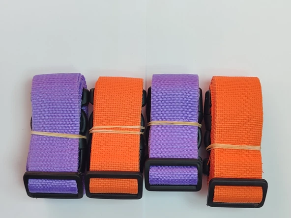 2 Adet Mor 2 Adet Turuncu Valiz Kemeri 4 Cm Toplam 4 Adet