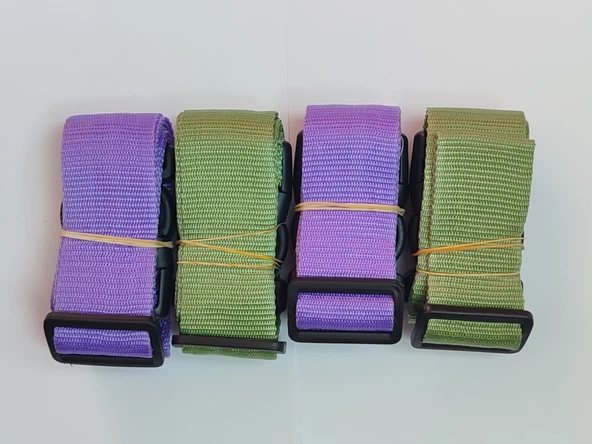 2 Adet Mor 2 Adet Su Yeşili Valiz Kemeri 4 Cm Toplam 4 Adet