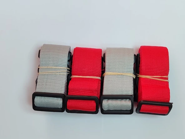 2 Adet Gri 2 Adet Kırmızı Valiz Kemeri 4 Cm Toplam 4 Adet
