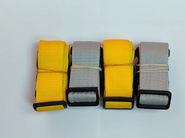 2 Adet Sarı 2 Adet  Gri Valiz Kemeri 4 Cm Toplam 4 Adet