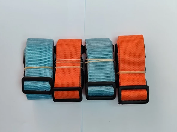 2 Adet Turkuaz 2 Adet Turuncu Valiz Kemeri 4 Cm Toplam 4 Adet