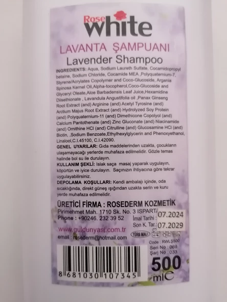 ALOEVERA-E VİTAMİNLİ LAVANTA ŞAMPUANI 500ML - 3