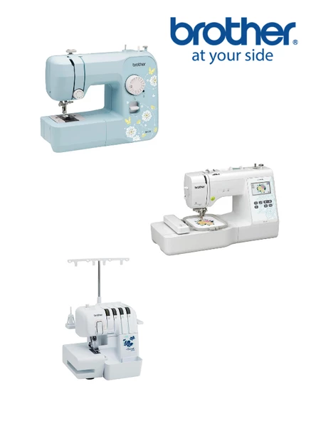 Brother Dikiş Nakış ve Overlock Makinesi 3'lü Set (JK17B - M330 - 2504D)