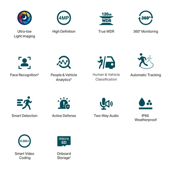 TP-Link VIGI C540S 4mm 4MP AI ColorPro PT IP Kamera (1/1.8",30fps,FHD, H265+) - Resim 2