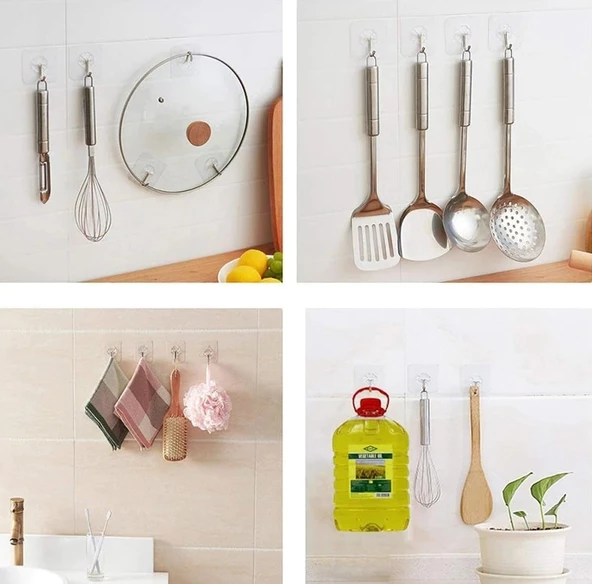 5 ADET Kendinden Yapışkanlı Şeffaf Askı - 4