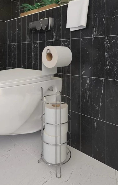 Karen Banyo Tuvalet Kağıtlık Wc Kağıtlığı Yedekli Metal Tuvalet Kağıt Askısı Krom SB061-C