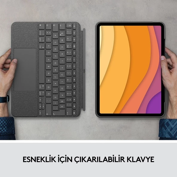 Logitech Combo Touch iPad Pro 12.9 inç 5 ve 6. Nesil ile Uyumlu Çok Yönlü Klavyeli Kılıf - Gri 920-010186 - 5