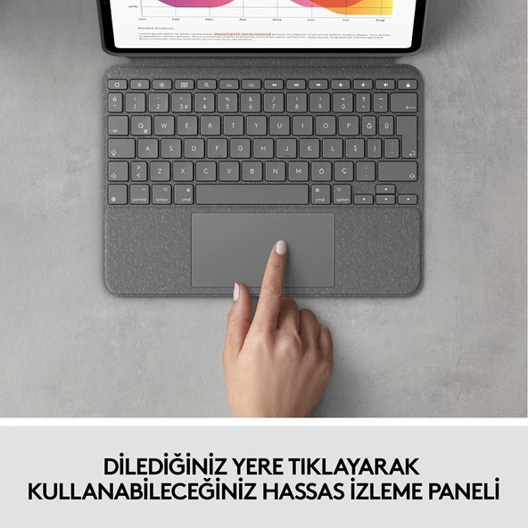 Logitech Combo Touch iPad Pro 12.9 inç 5 ve 6. Nesil ile Uyumlu Çok Yönlü Klavyeli Kılıf - Gri 920-010186 - 3