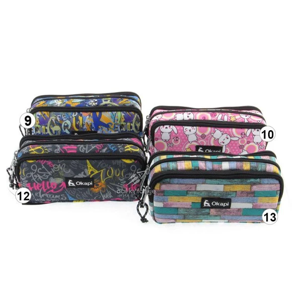 Okapi Üç Gözlü Kalemlik Desenli / OKP-101/AS - Resim 3