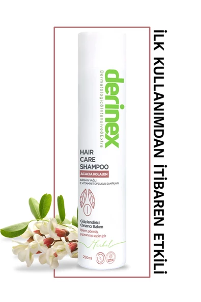 DERİNEX,Topçuklu Saç Bakım Şampuanı Argan Yağlı - Acacia (BİTKİSEL) Kolajen 250 ml